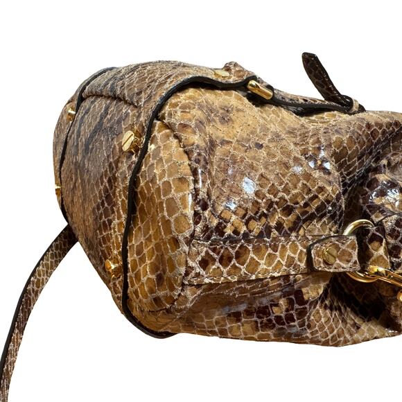 Michael Kors Faux Python Snakeskin Satchel Bag + Adjustable Shoulder Strap - Picture 8 of 15